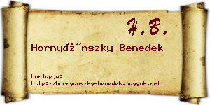 Hornyánszky Benedek névjegykártya